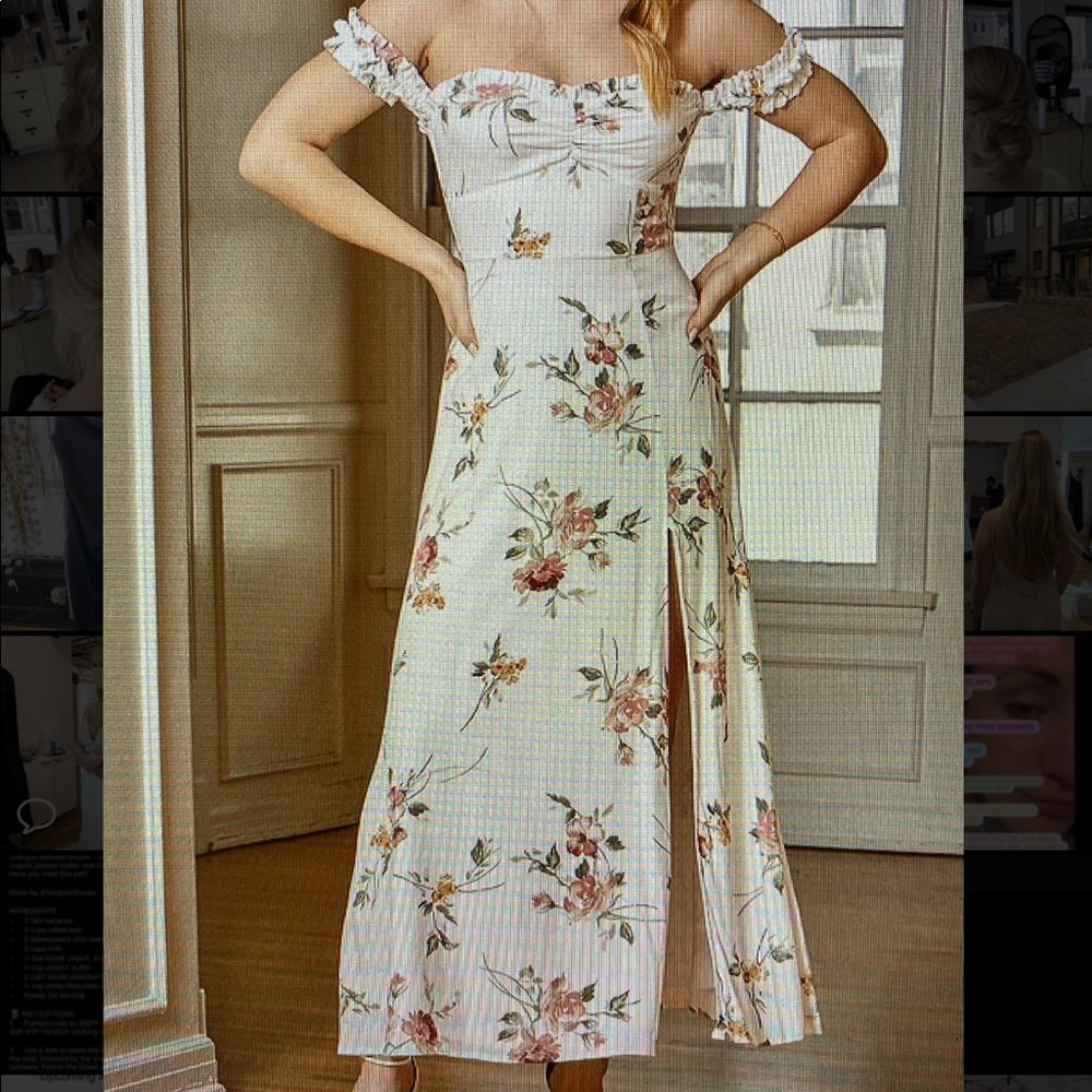 Lulu’s white/floral maxi dress. Size Large